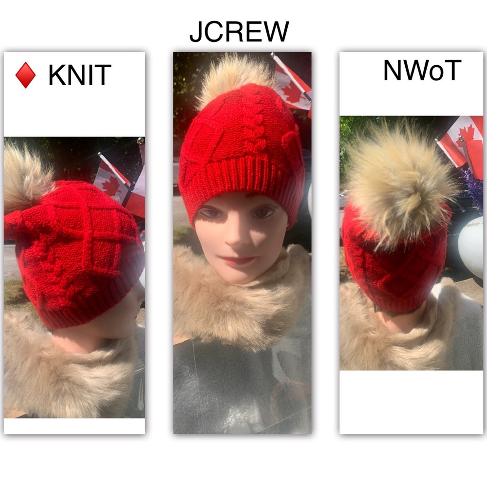 ♦️ 💎 ⭐️ NWOT JCrew ♦️ 💎 Knit Vibrant Hat with Pom-Pom